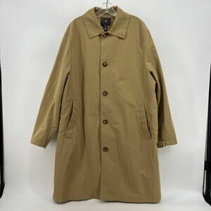 Men's H&M Water Repellent Windproof Rain Long Coat Jacket Khaki Brown Sz XL